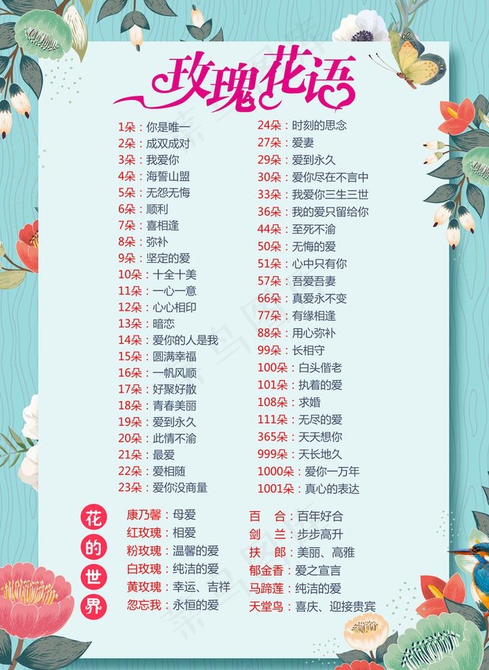 玫瑰花语图片(2480X3508(DPI:300))psd模版下载
