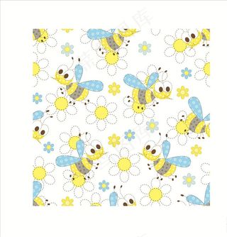 卡通小蜜蜂四方连续底纹图片