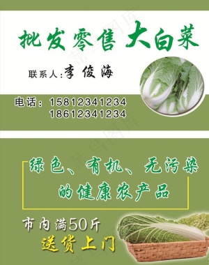 批发白菜名片图片