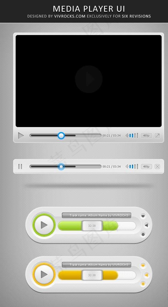 媒体播放器UI设计psd素材图片