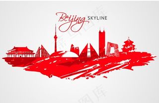 北京地标建筑剪影图片