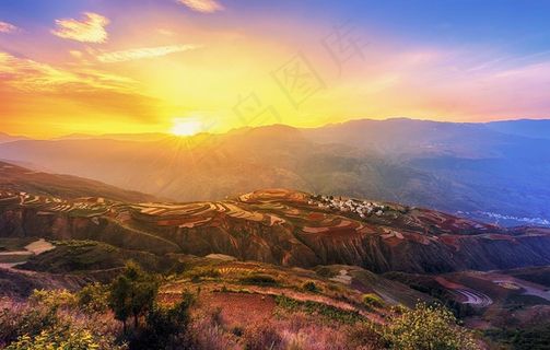 落霞沟日出图片