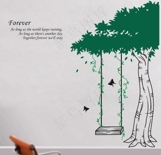 大树墙贴矢量图图片