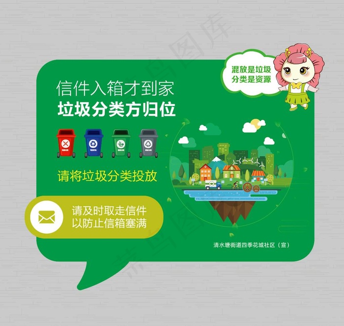 垃圾分类提醒图片ai矢量模版下载
