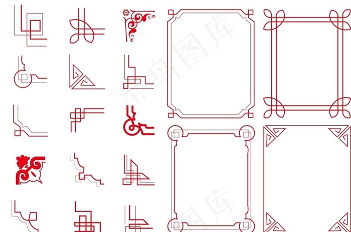中国新中式纹理框图片ai矢量模版下载