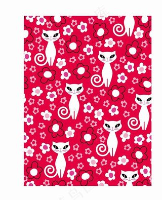 卡通小猫花纹图片