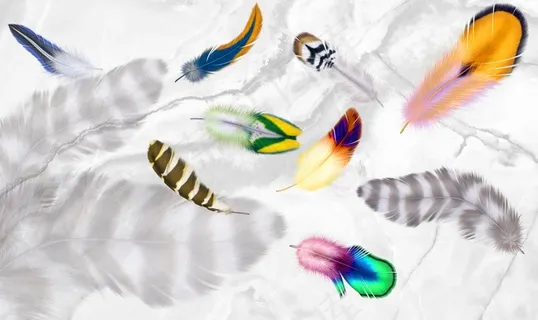 北欧现代羽毛大理石背景墙图片