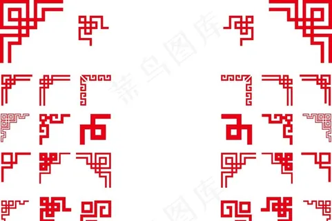 中国风边框回形边角花纹图片