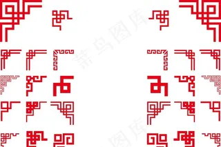 中国风边框回形边角花纹图片