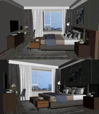 简约卧室3d模型图片