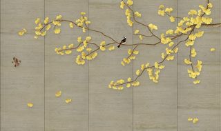 花鸟画 银杏树 飞鸟 背景墙图片