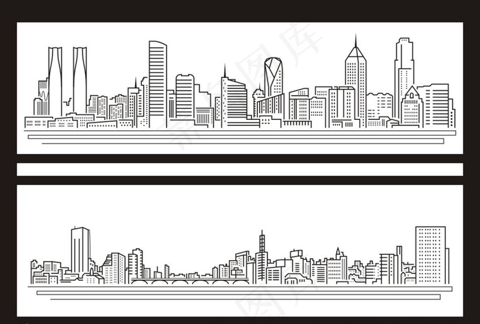 线条城市图片cdr矢量模版下载