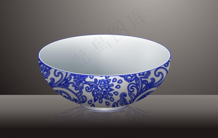 矢量青花瓷碗图片