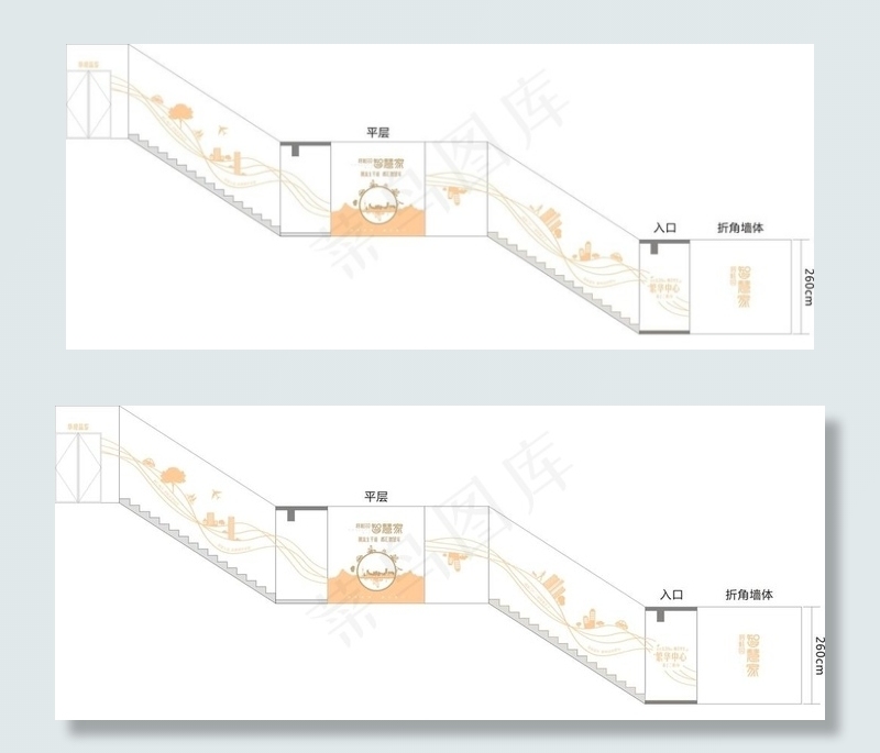看房通道楼梯墙面包装图片cdr矢量模版下载