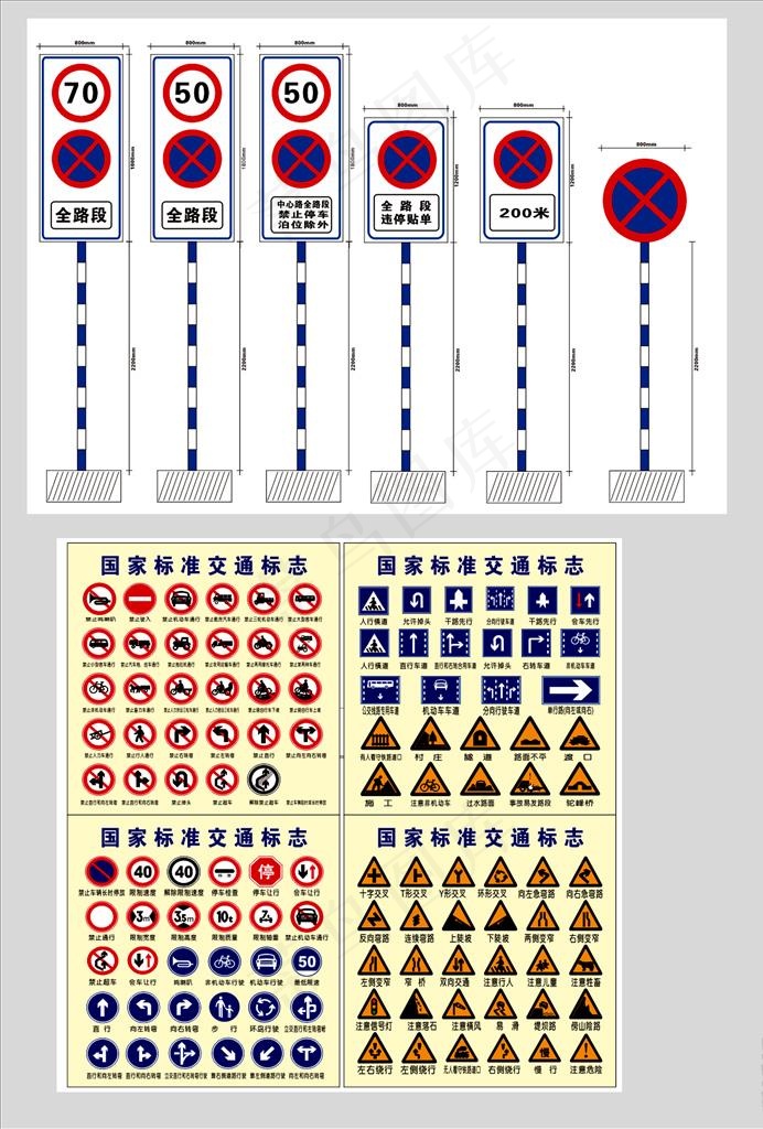 禁止停车限速标识牌图片cdr矢量模版下载