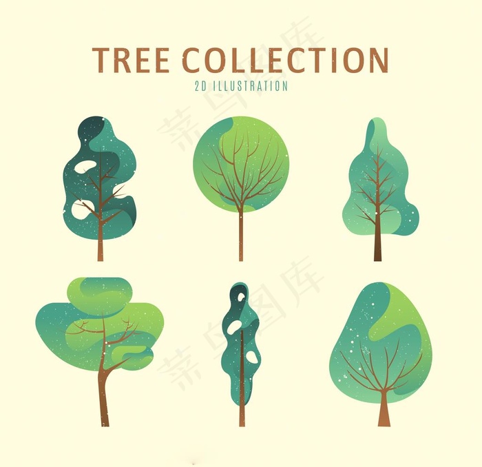 创意树木植物插画素材图片