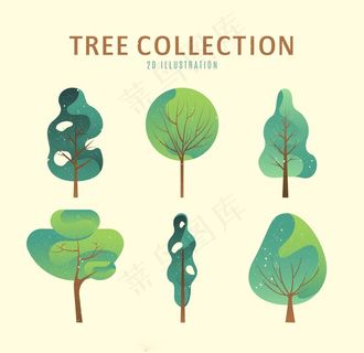 创意树木植物插画素材图片