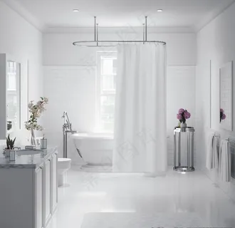 白色简约高端洗手间浴室样机展示图片
