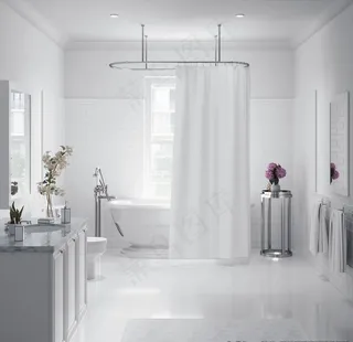 白色简约高端洗手间浴室样机展示图片