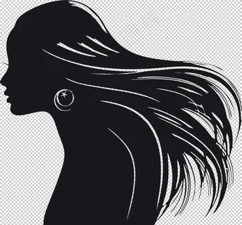 女孩飘逸发型头像剪影图片