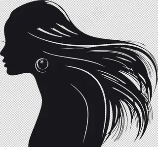 女孩飘逸发型头像剪影图片