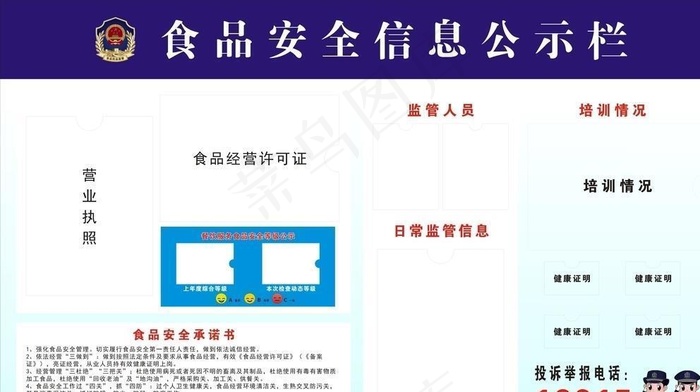 食品安全公示栏图片cdr矢量模版下载