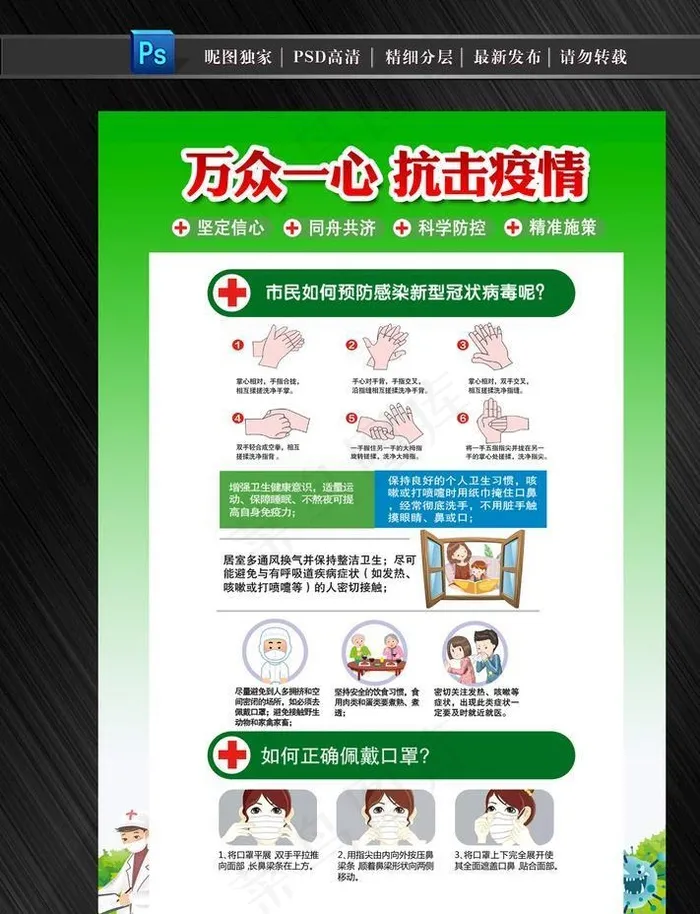 新型冠状肺炎图片psd模版下载