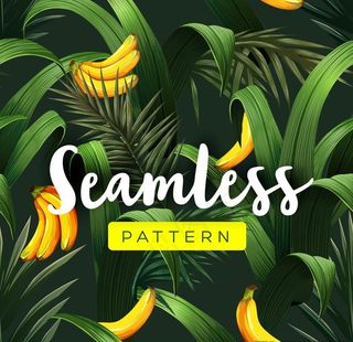 香蕉热带树叶水彩画背景图片