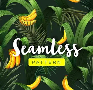 香蕉热带树叶水彩画背景图片