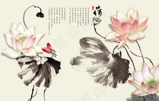 荷花背景墙图片