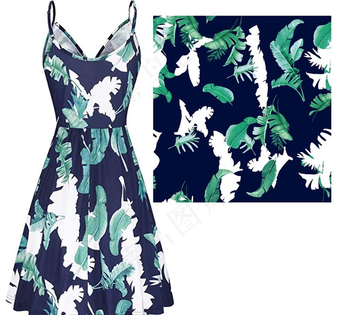 椰树 芭蕉叶 数码印花图片