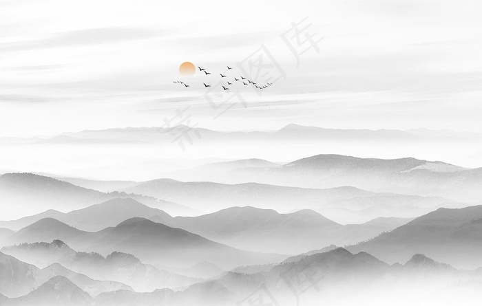 山水画 水墨画 装饰画图片(7087X4724(DPI:300))psd模版下载