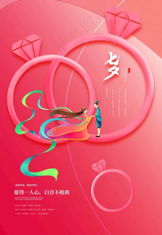 七夕海报图片(3543X5315(DPI:300))psd模版下载