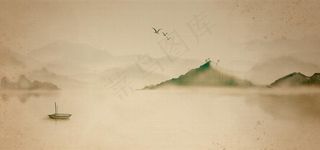 古风水墨山水背景图片