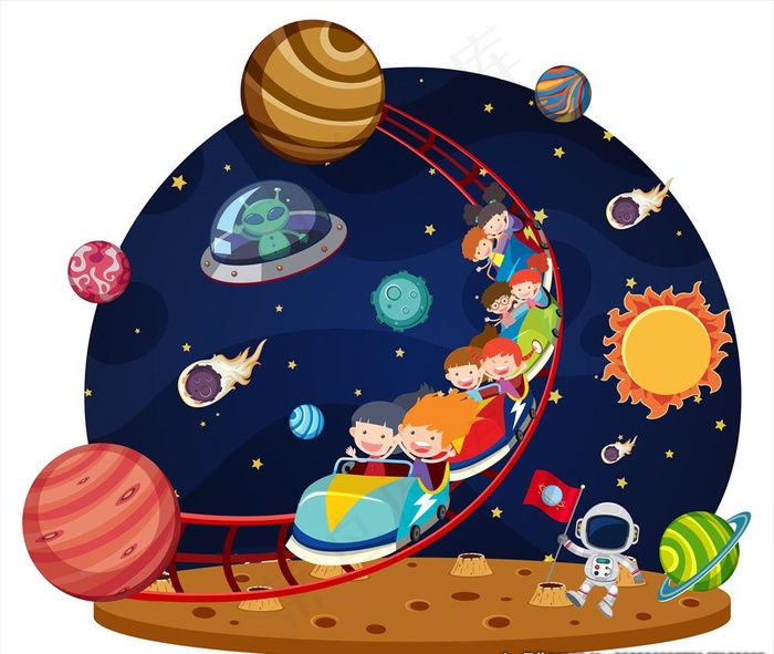 卡通宇宙星空图片eps,ai矢量模版下载