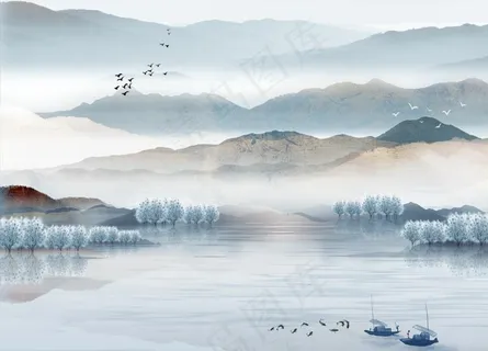 意境山水背景墙图片 意境山水背景墙图片