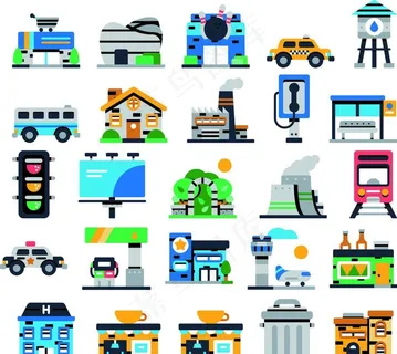 城市简约小图标图片