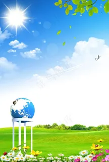 蓝天白云草地图片