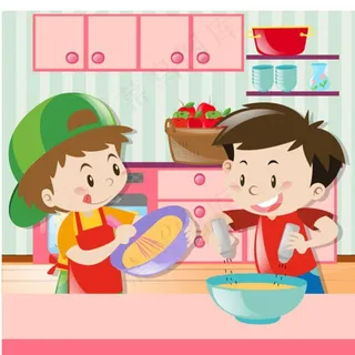 卡通儿童节快乐在做饭的孩子图片