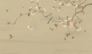 花鸟画 梅花 背景墙图片