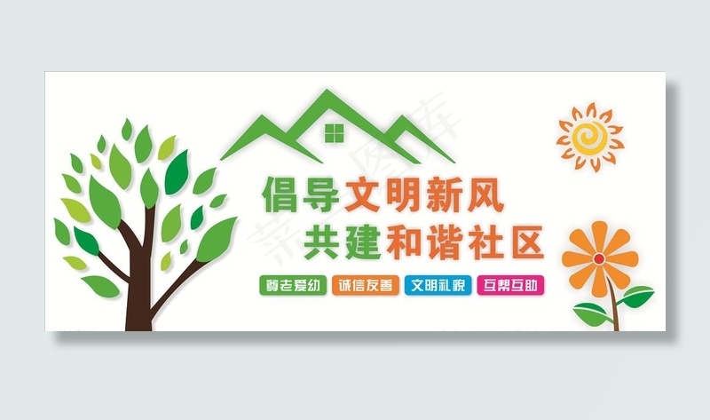 和谐社区文化墙图片cdr矢量模版下载