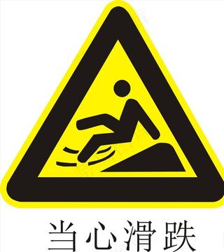 当心滑倒图片