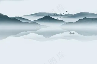 新中式意境山水背景图图片