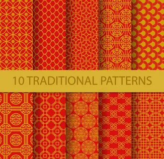 红底中式边框花纹图片