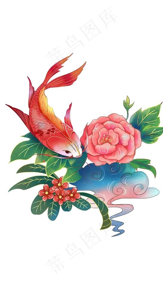 中国风锦鲤插画图片psd模版下载