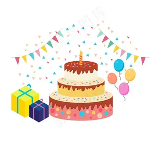 生日蛋糕彩旗礼物图片