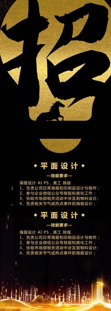 招聘展架图片(4134X10630(DPI:150))psd模版下载