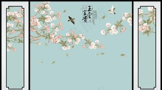 家和富贵彩雕玉兰花电视背景墙图图片