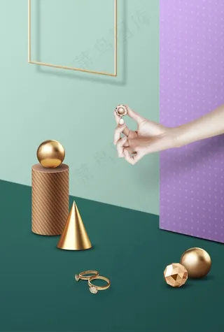 高清时尚电商立体C4D广告背景图片