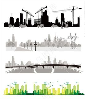 绿色城市 城市剪影 城市建筑图片